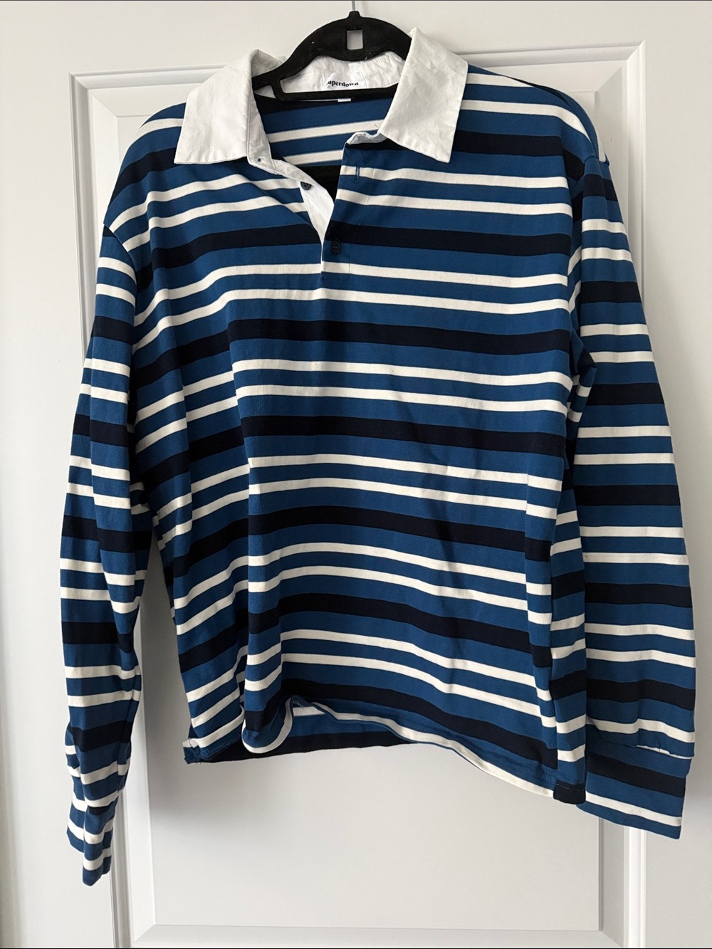 Superdown Striped Rugby Polo - Blue & White
